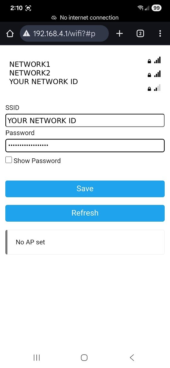 WiFi Configuration Screen